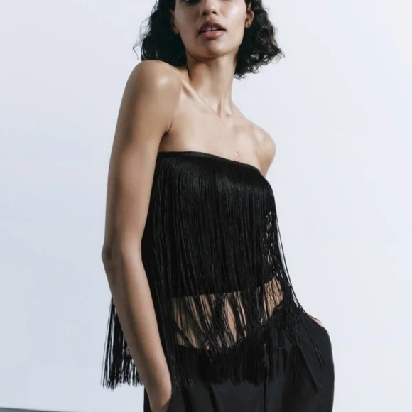 FRINTED KNIT BANDEAU TOP - Picture 2 of 7